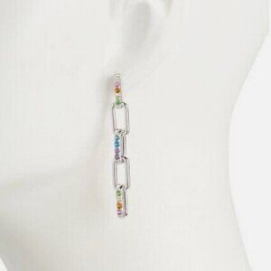 Kurt Geiger Rainbow Pave Link Linear Earrings NWT